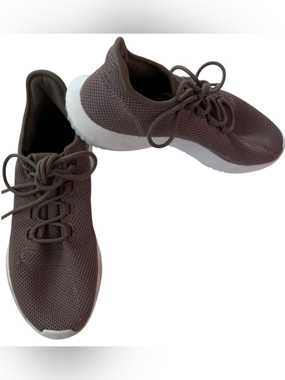 Adidas Tubular Shadow Sneakers Taupe Brown Knit White Size 11